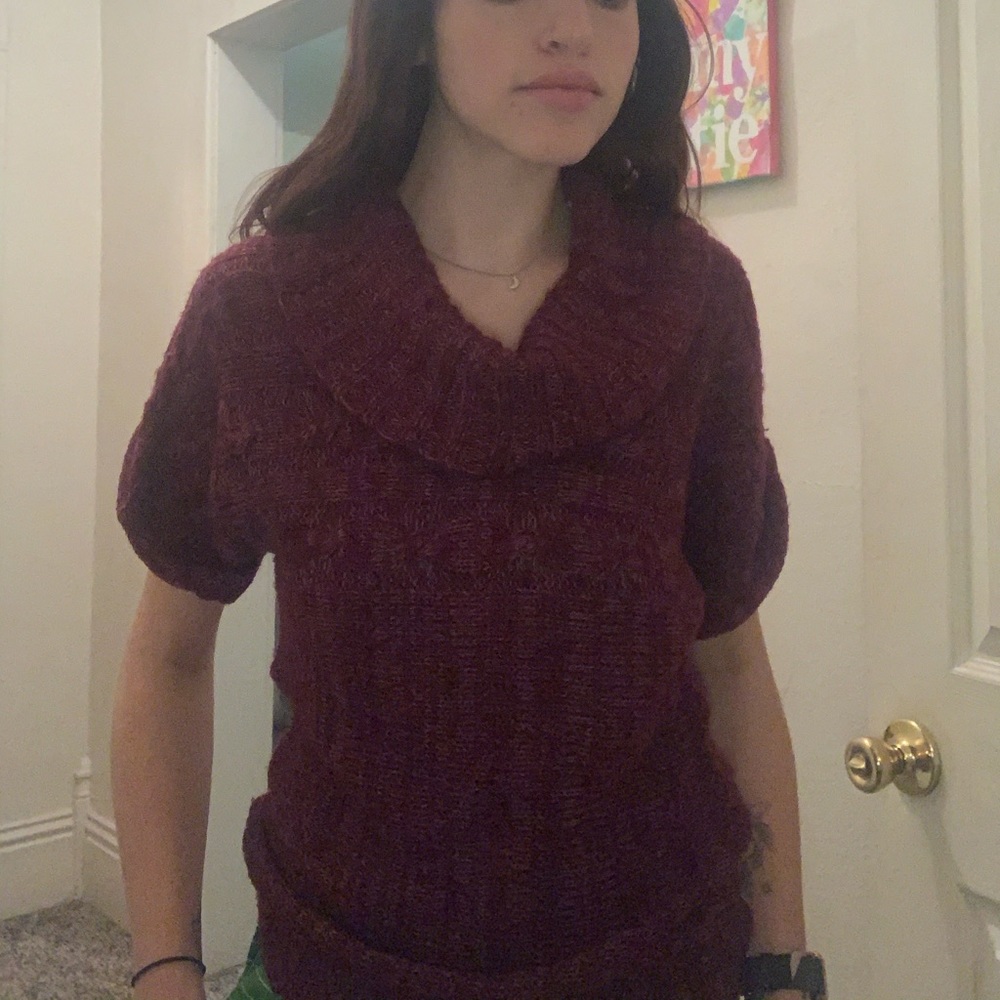 Maroon knit turtle neck